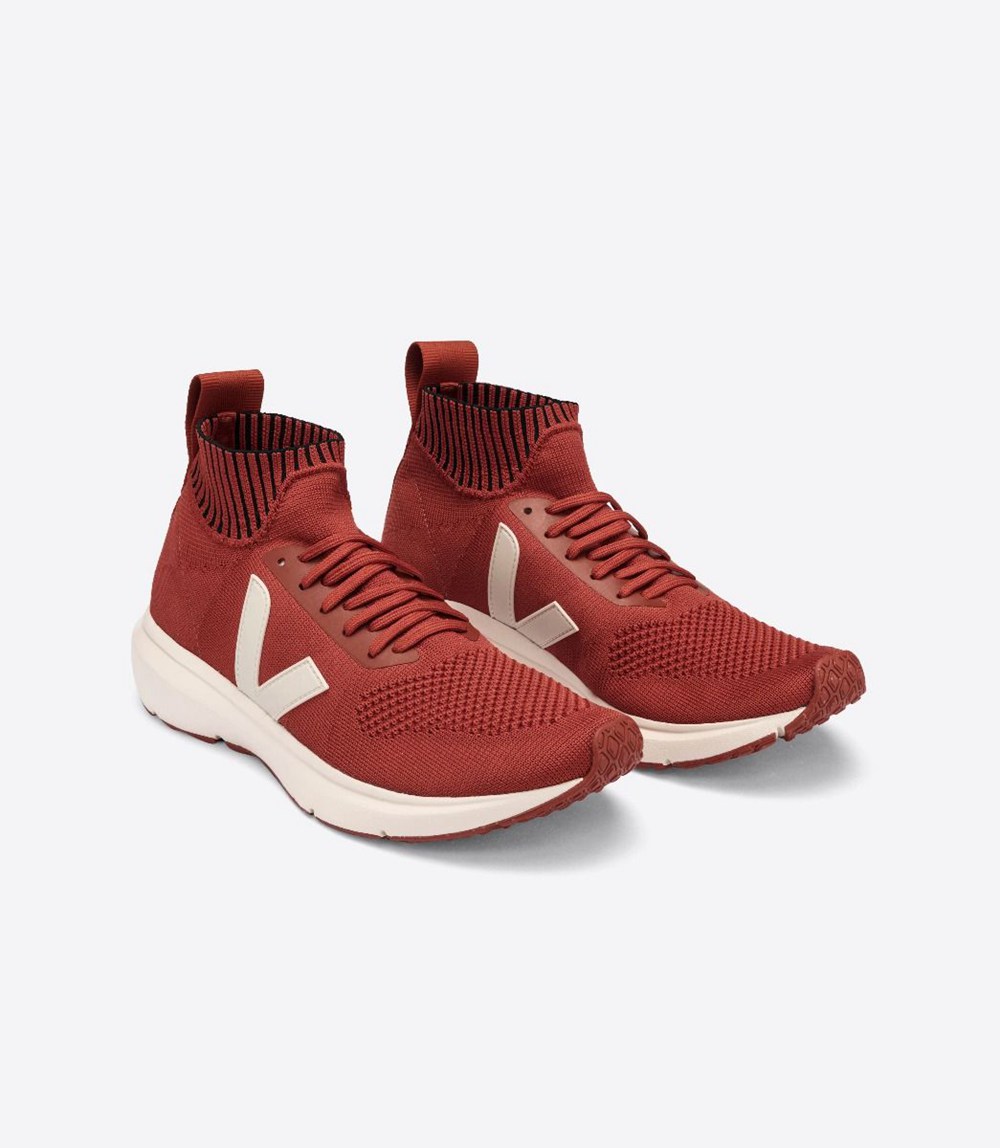 Veja Sneakers Mens - V-knit X Rick Owens Mid - Red - 3974NPVSE